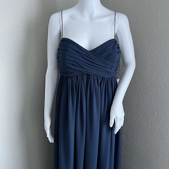 Amsale Maternity Size 12 Janan Maxi French Blue Flat Chiffon Bridesmaid Wedding - Picture 4 of 12